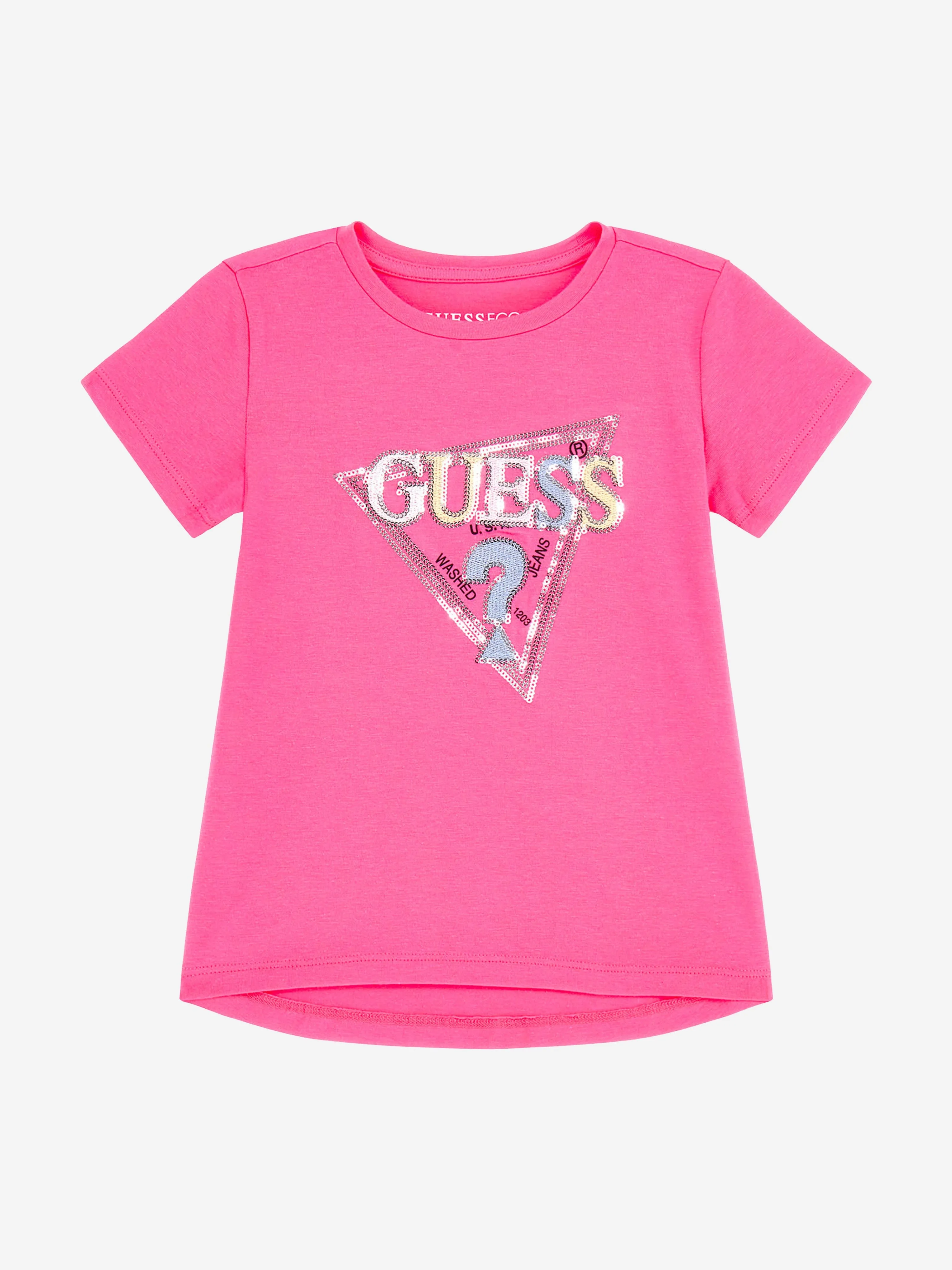 Guess Girls Logo T-Shirt in Rosa