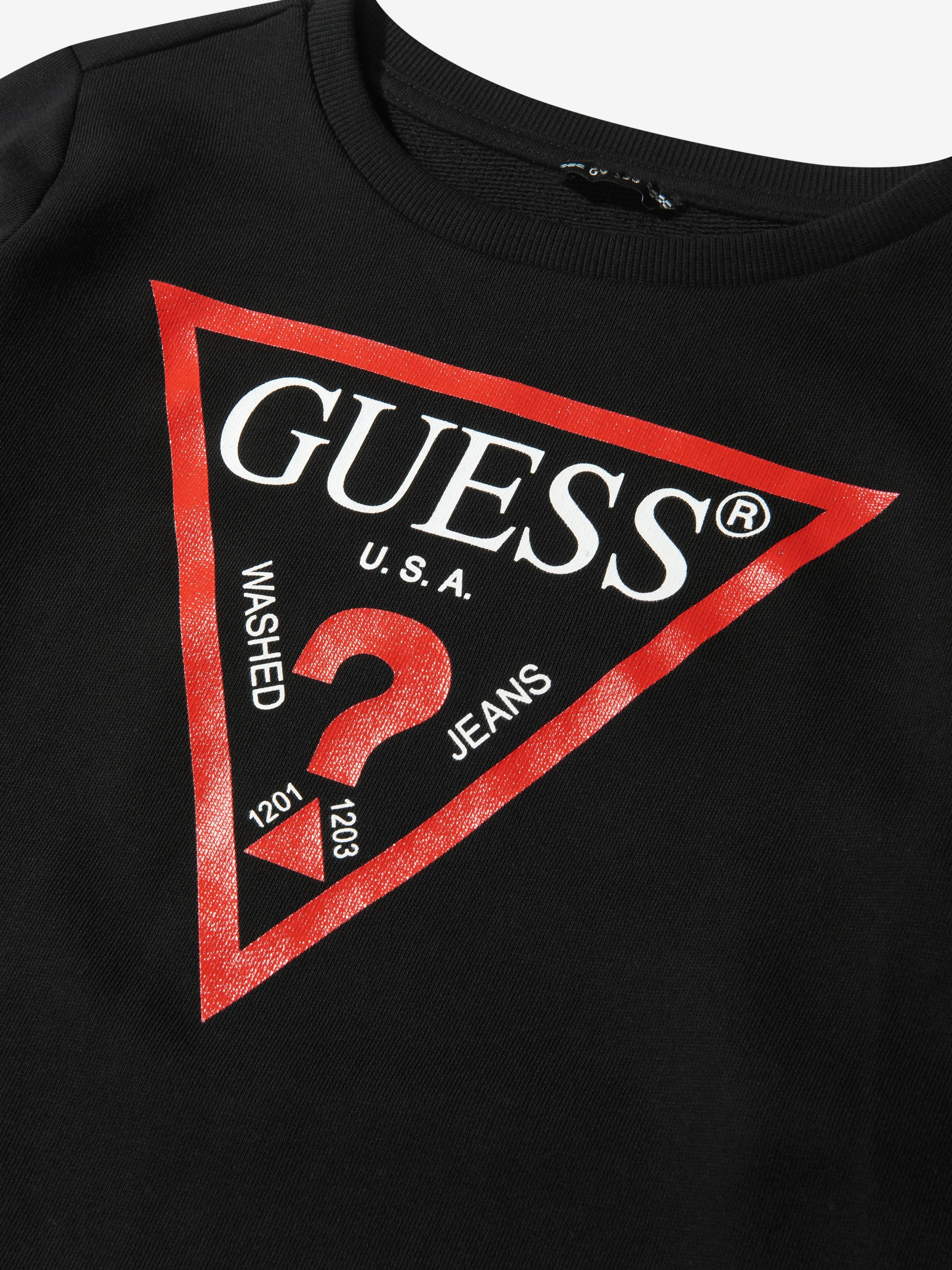 Guess Kids Logo Print Sweatshirt in Schwarz