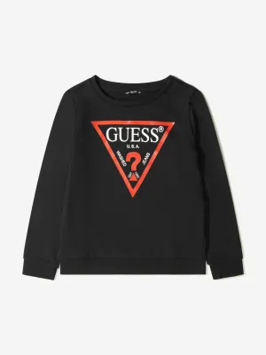 Guess Kids Logo Print Sweatshirt in Schwarz