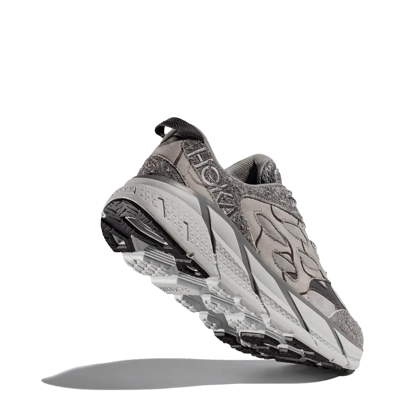Hoka Damen Elite Terrain System Clifton L Suede TP Trainer Galaktisch Grau / Satellit Grau