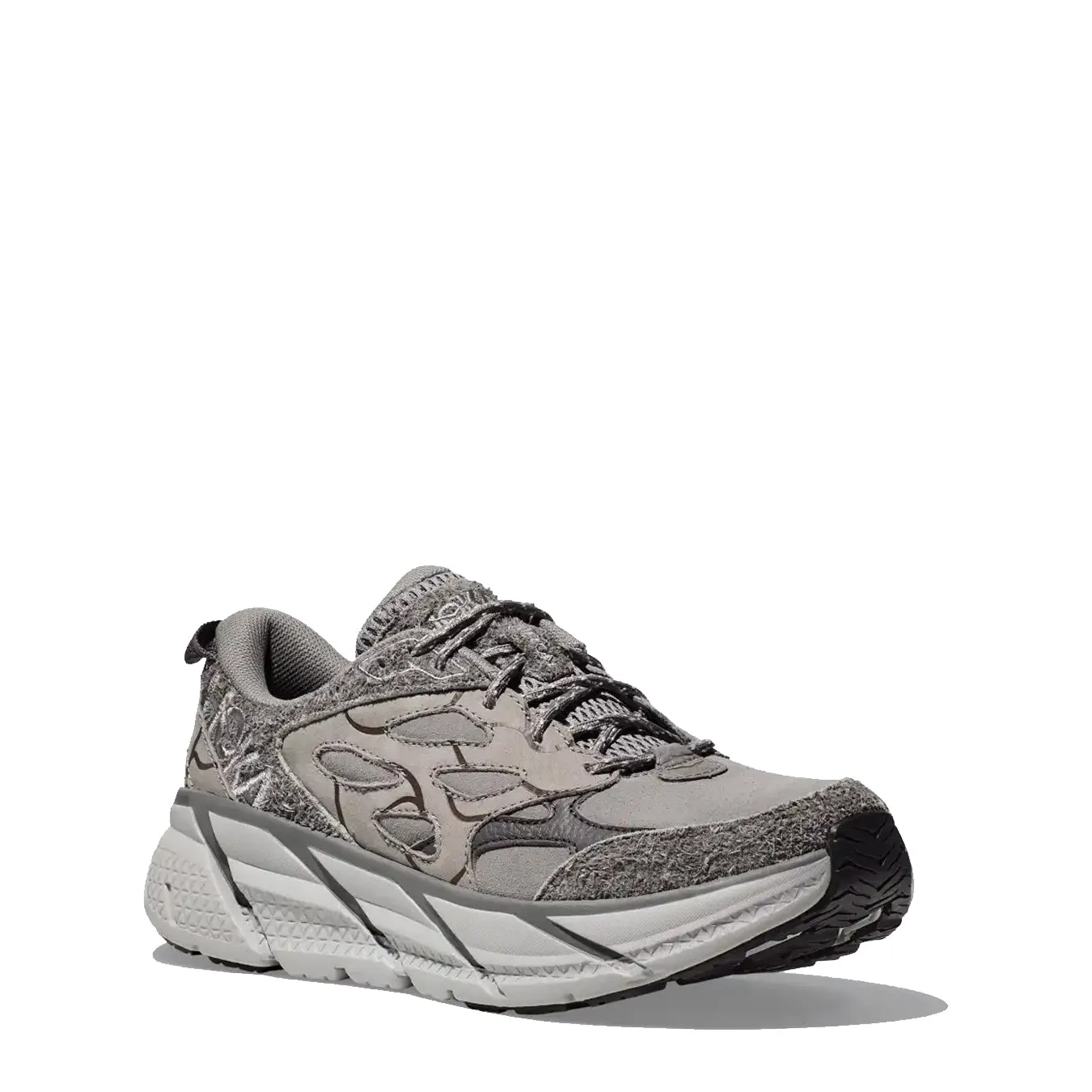 Hoka Damen Elite Terrain System Clifton L Suede TP Trainer Galaktisch Grau / Satellit Grau