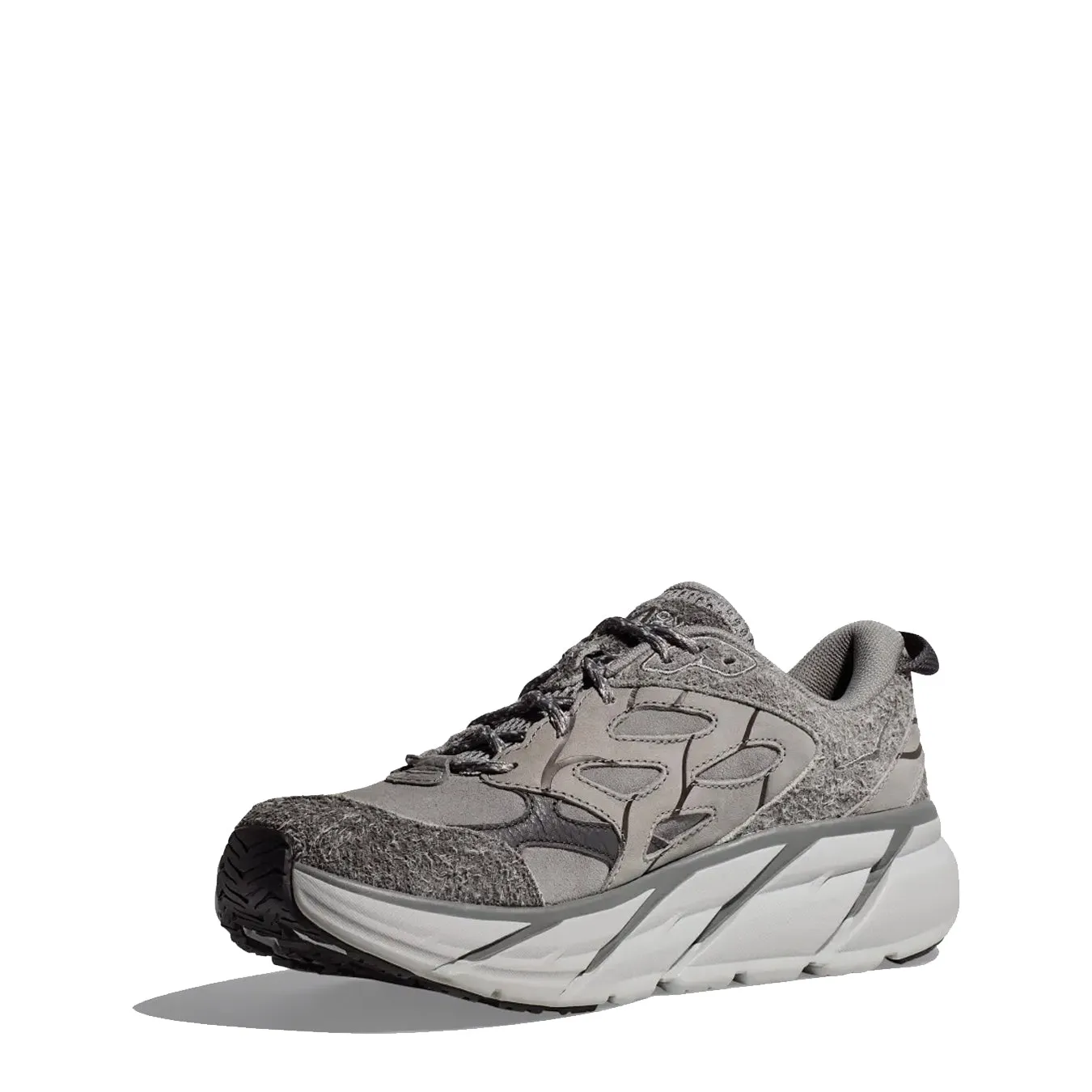 Hoka Damen Elite Terrain System Clifton L Suede TP Trainer Galaktisch Grau / Satellit Grau
