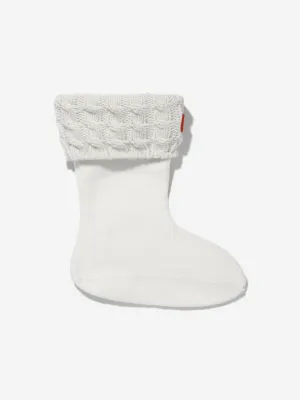 Hunter Kids Recycelte 6-Strick-Kabel-Bootsocken in Weiß