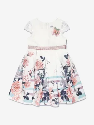 iAMe Mädchen Blumenbedrucktes A-Linien Kleid in Weiß