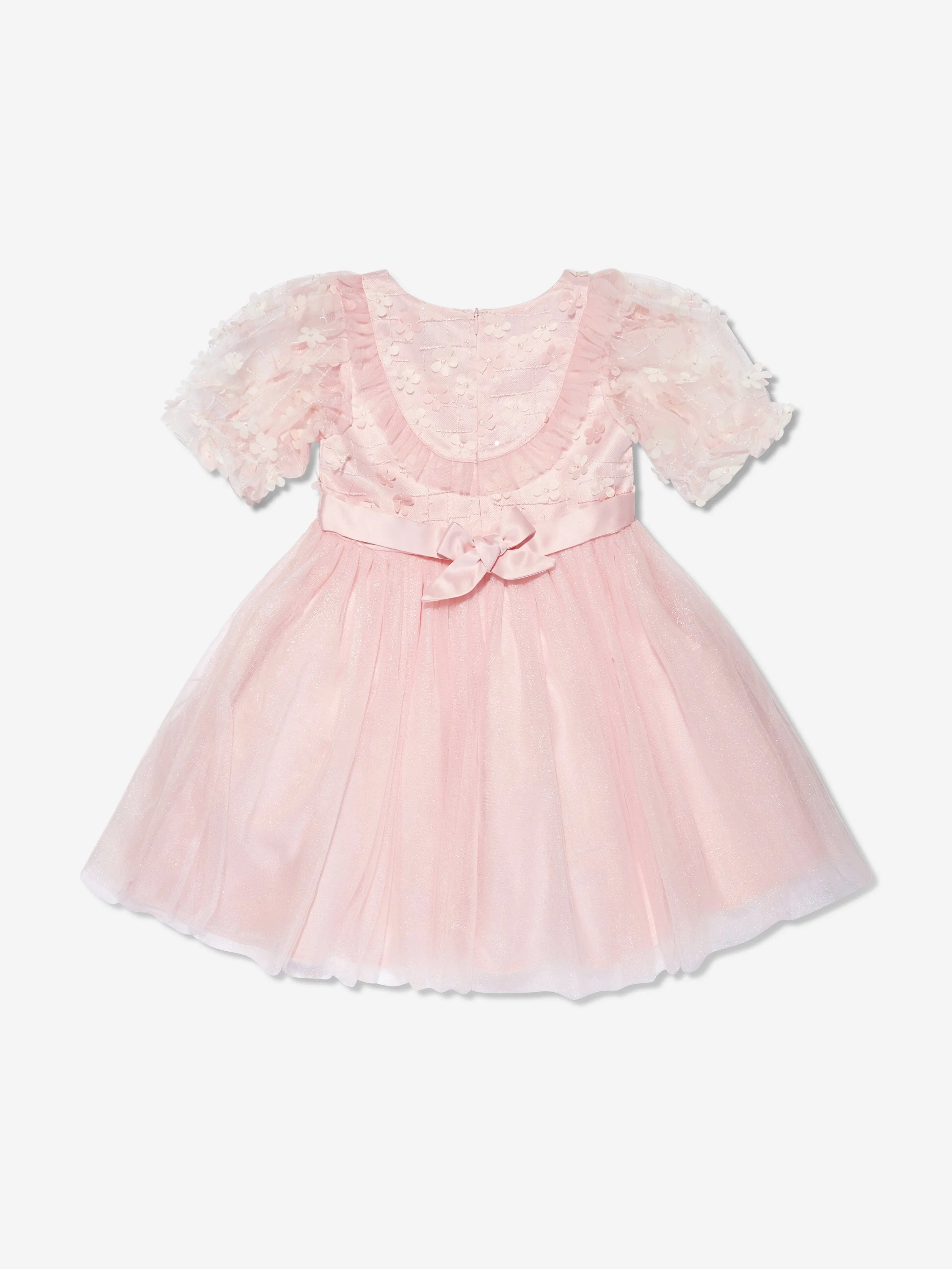 iAMe Mädchen Kurzarm Stickerei Kleid in Rosa