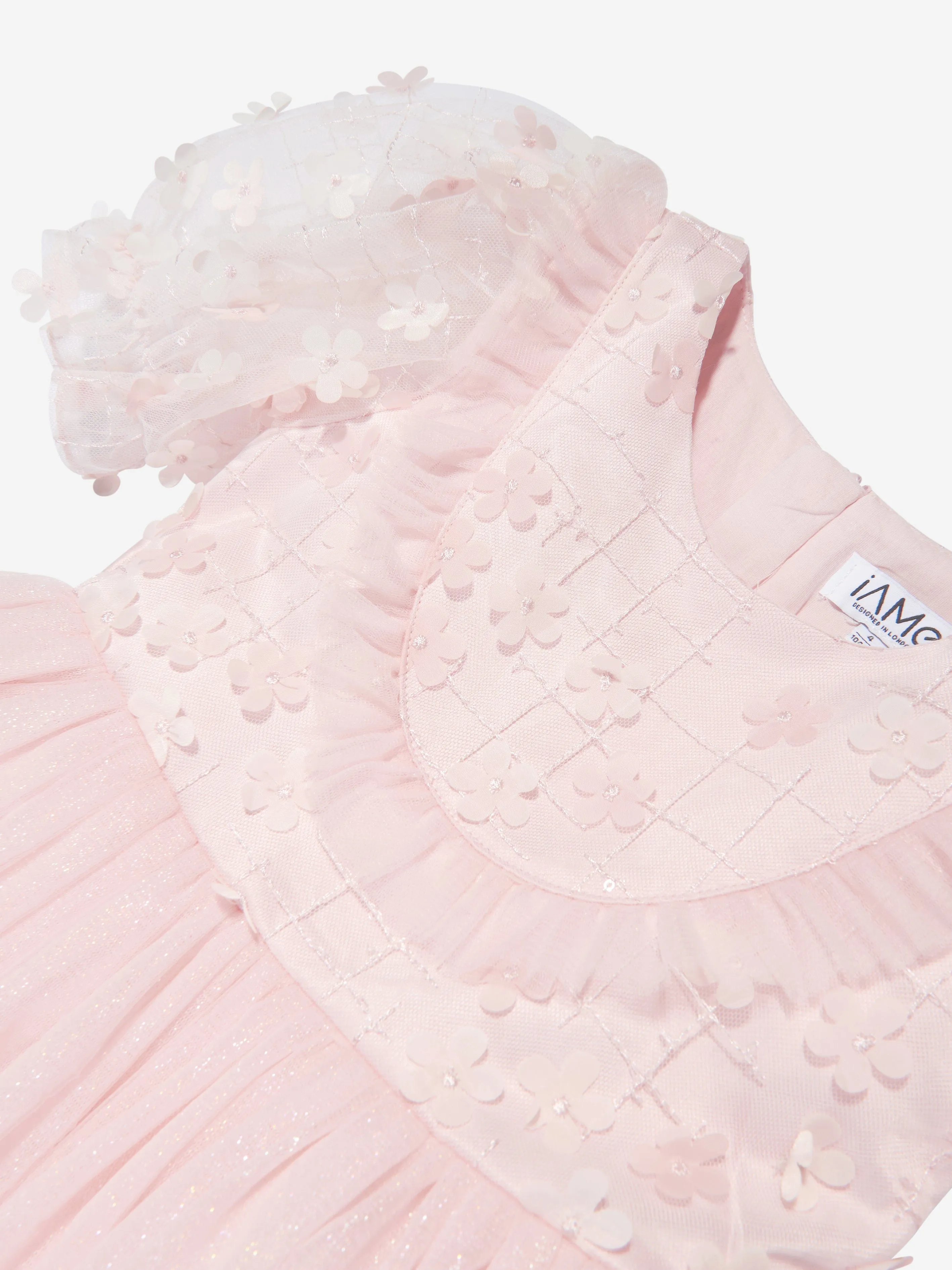 iAMe Mädchen Kurzarm Stickerei Kleid in Rosa