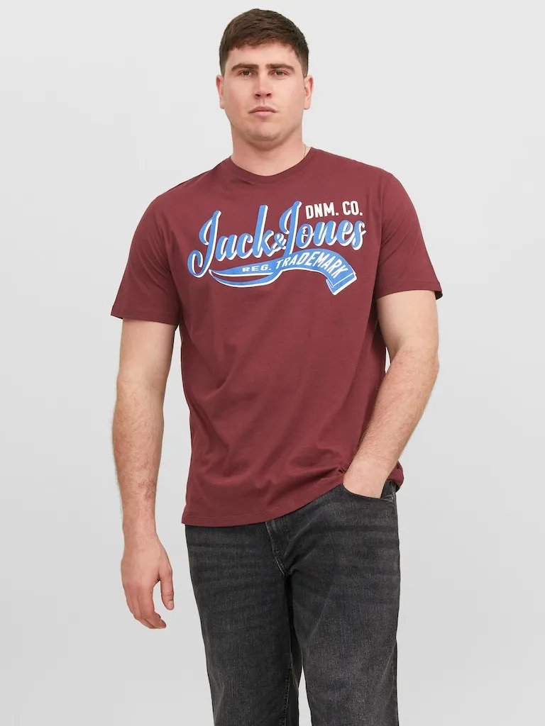 Jack & Jones Port Royale Logo Crew T-Shirt Weinrot
