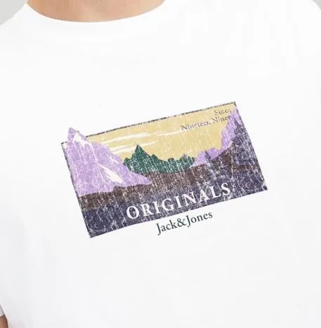 Jack & Jones Woodland Logo Weißes T-Shirt Weiß