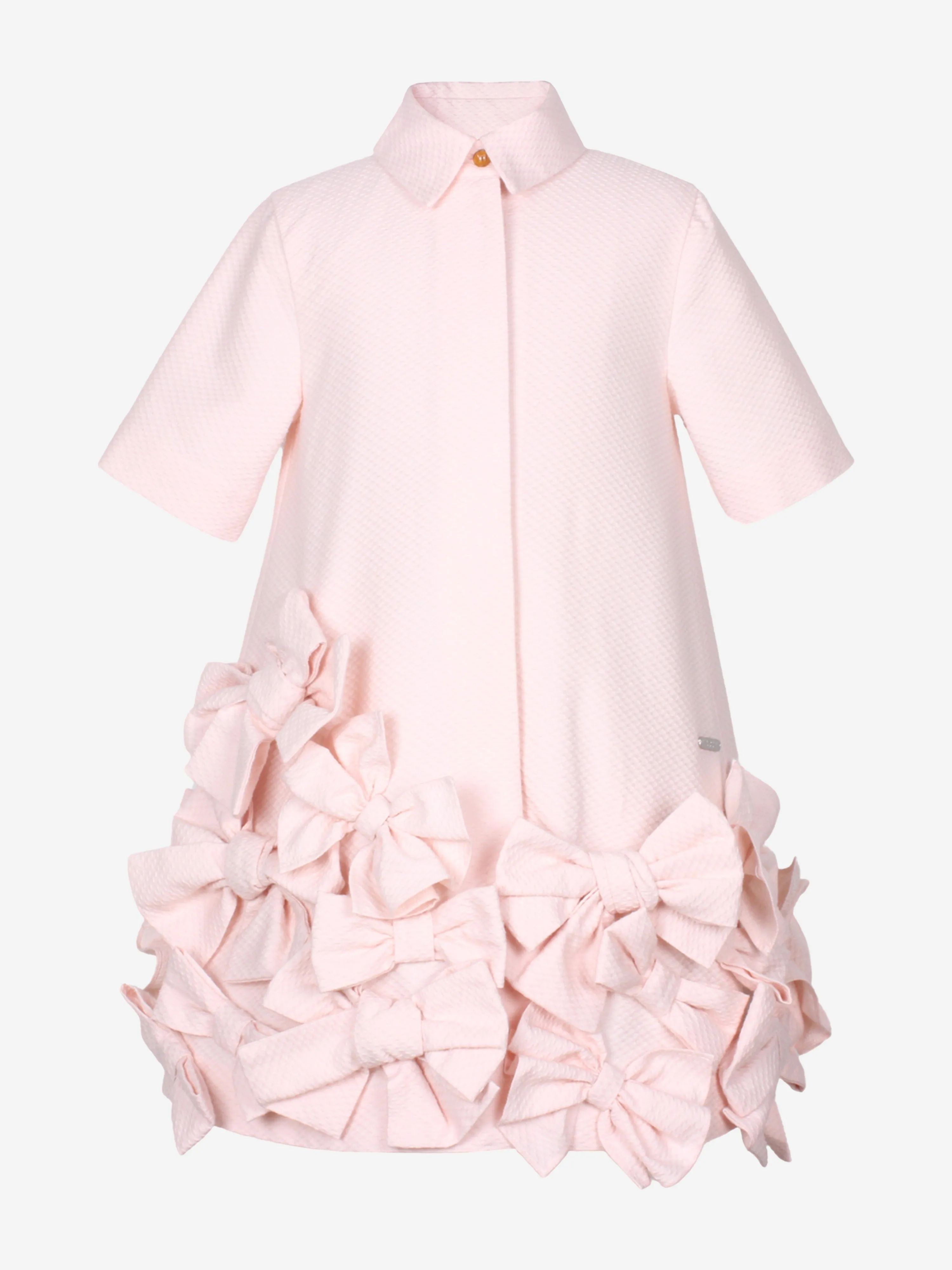 Jessie And James Mädchen Punktiertes Jacquard Fliegenkleid in Rosa