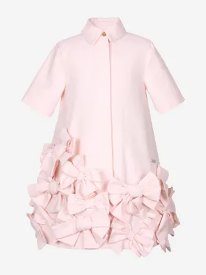 Jessie And James Mädchen Punktiertes Jacquard Fliegenkleid in Rosa