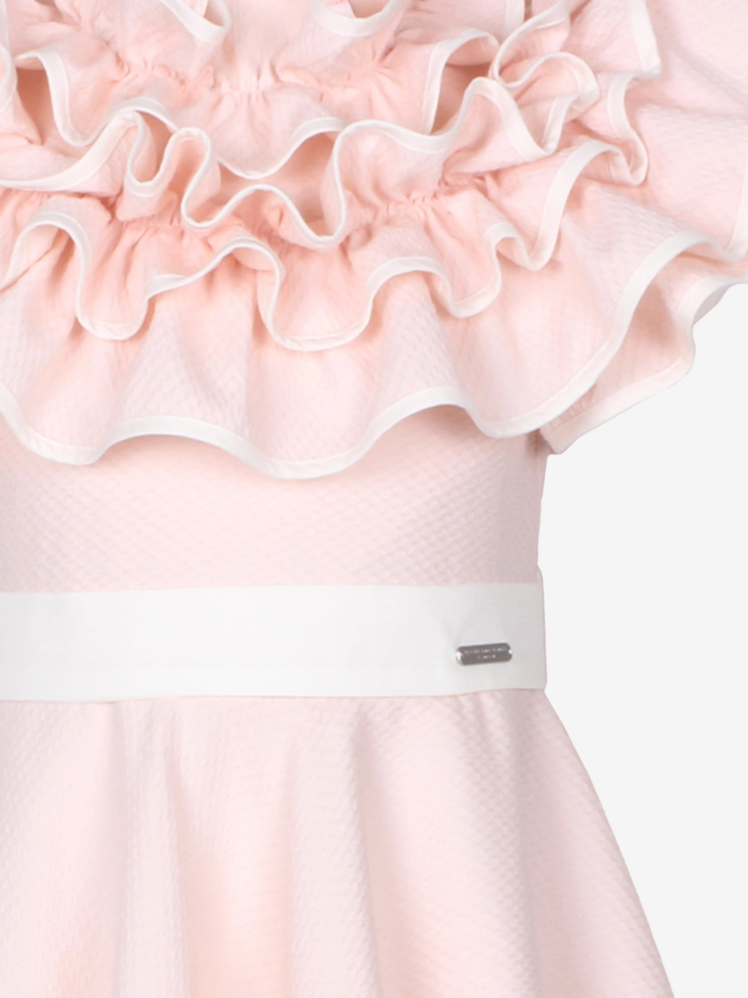 Jessie And James Mädchen Punkte Jacquard Rüschen Glamour Kleid in Rosa