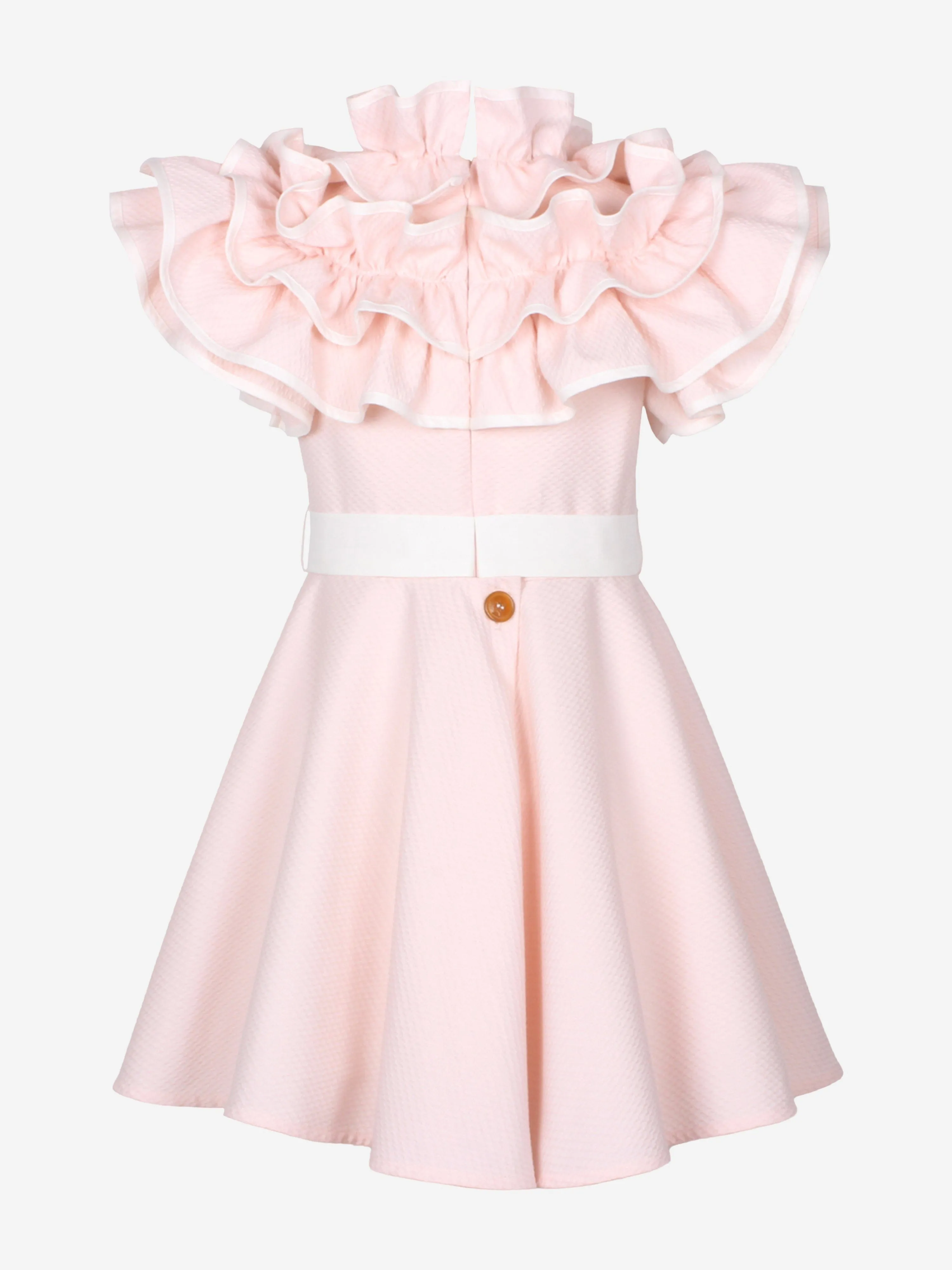 Jessie And James Mädchen Punkte Jacquard Rüschen Glamour Kleid in Rosa