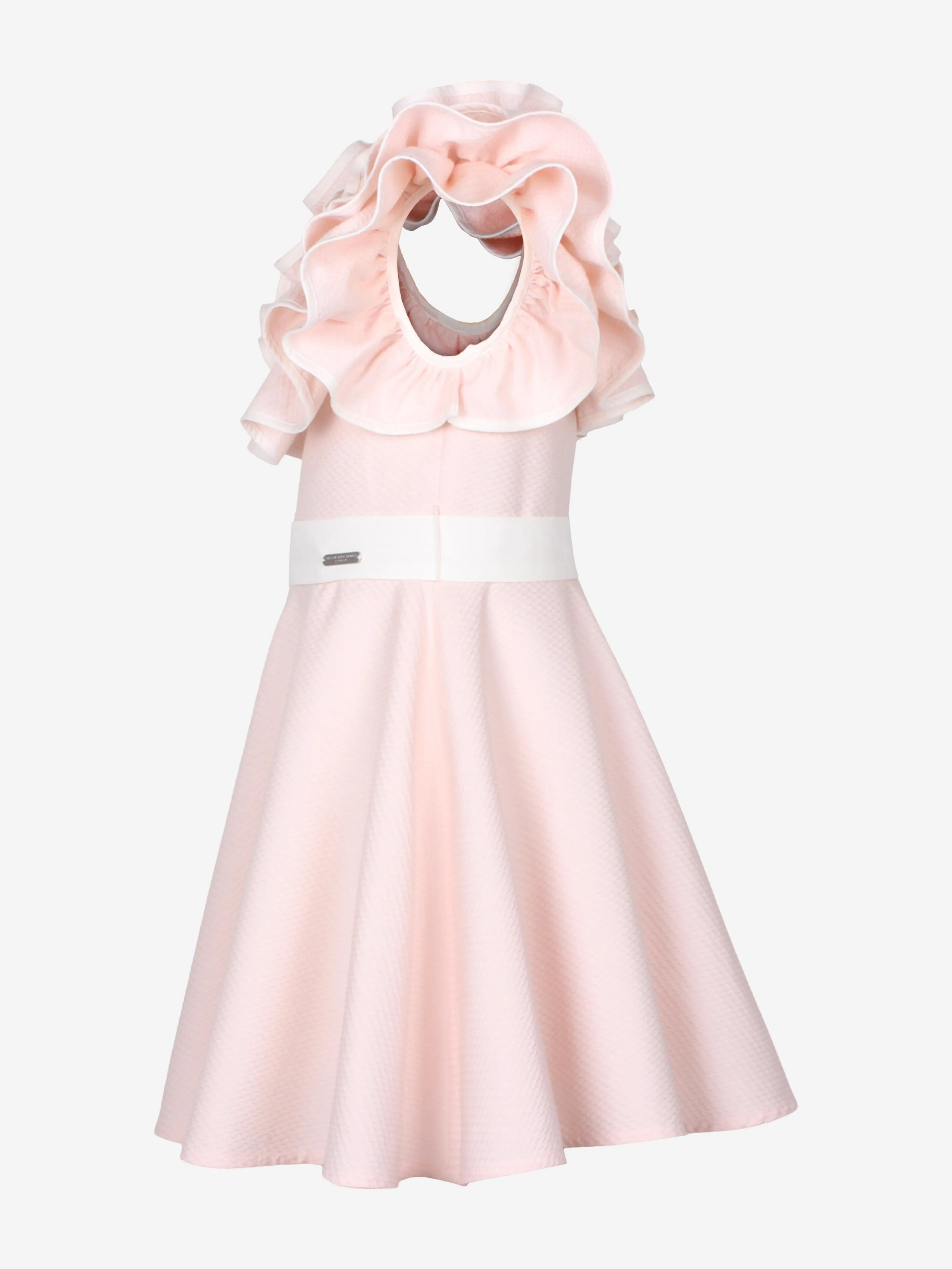 Jessie And James Mädchen Punkte Jacquard Rüschen Glamour Kleid in Rosa