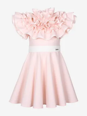 Jessie And James Mädchen Punkte Jacquard Rüschen Glamour Kleid in Rosa