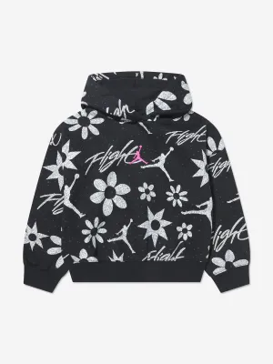 Jordan Girls Blumenflug AOP Kapuzenpullover in Schwarz
