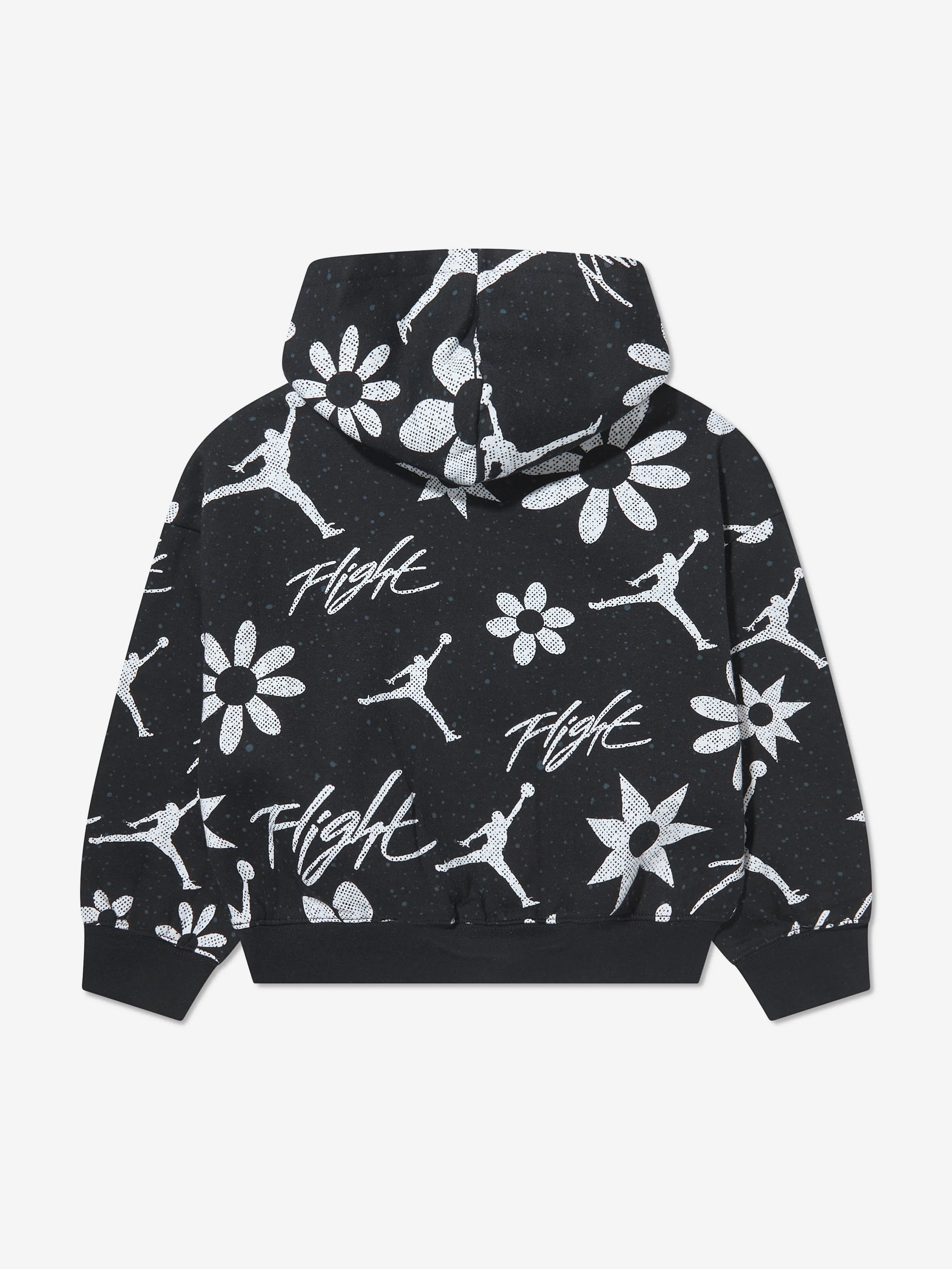 Jordan Girls Blumenflug AOP Kapuzenpullover in Schwarz