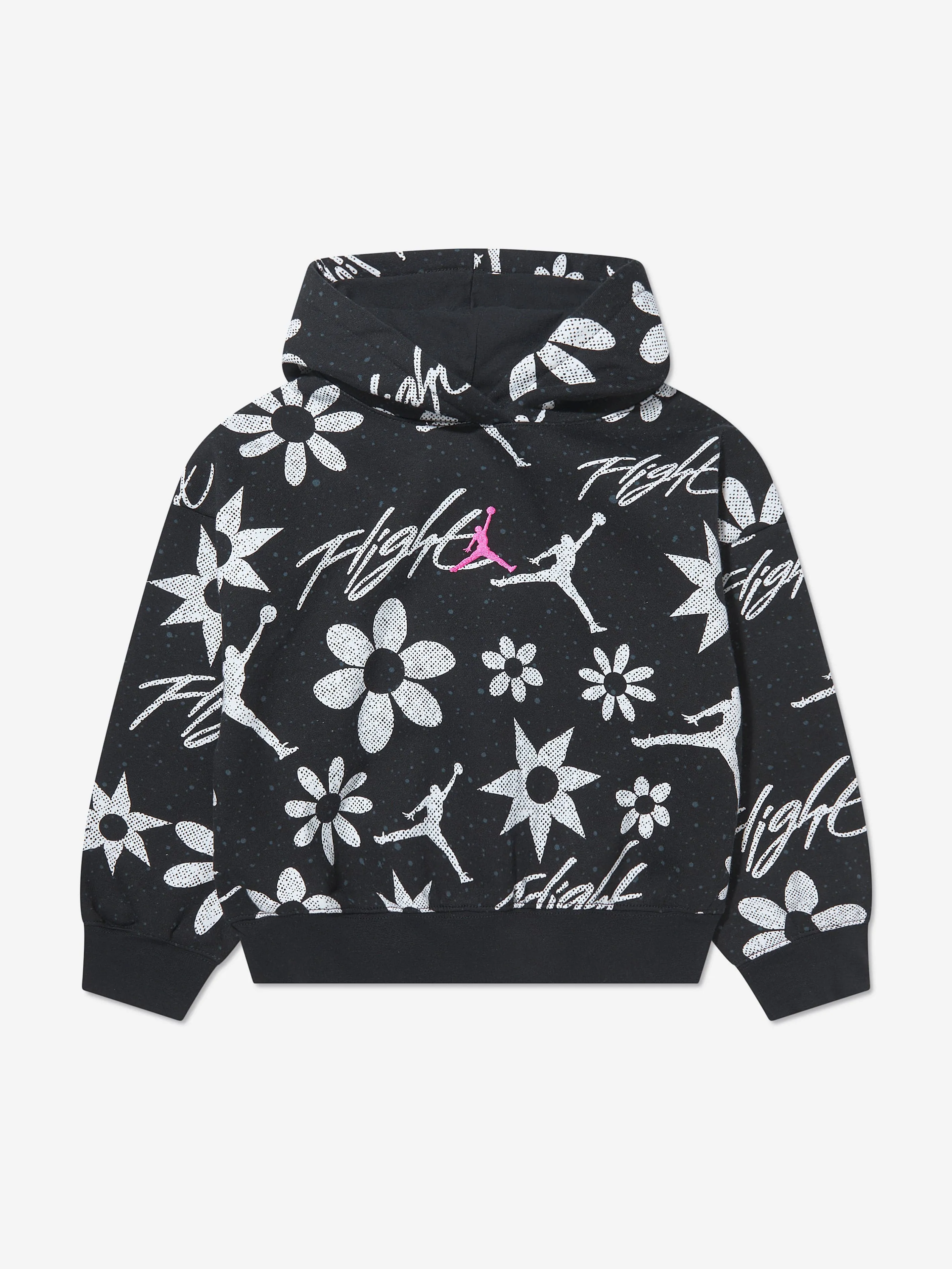 Jordan Girls Blumenflug AOP Kapuzenpullover in Schwarz