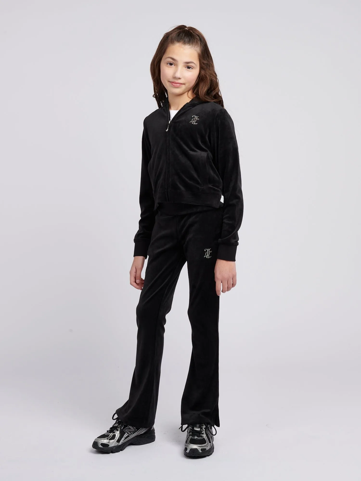 Juicy Couture Mädchen Diamante Logo Reißverschluss Top in Schwarz