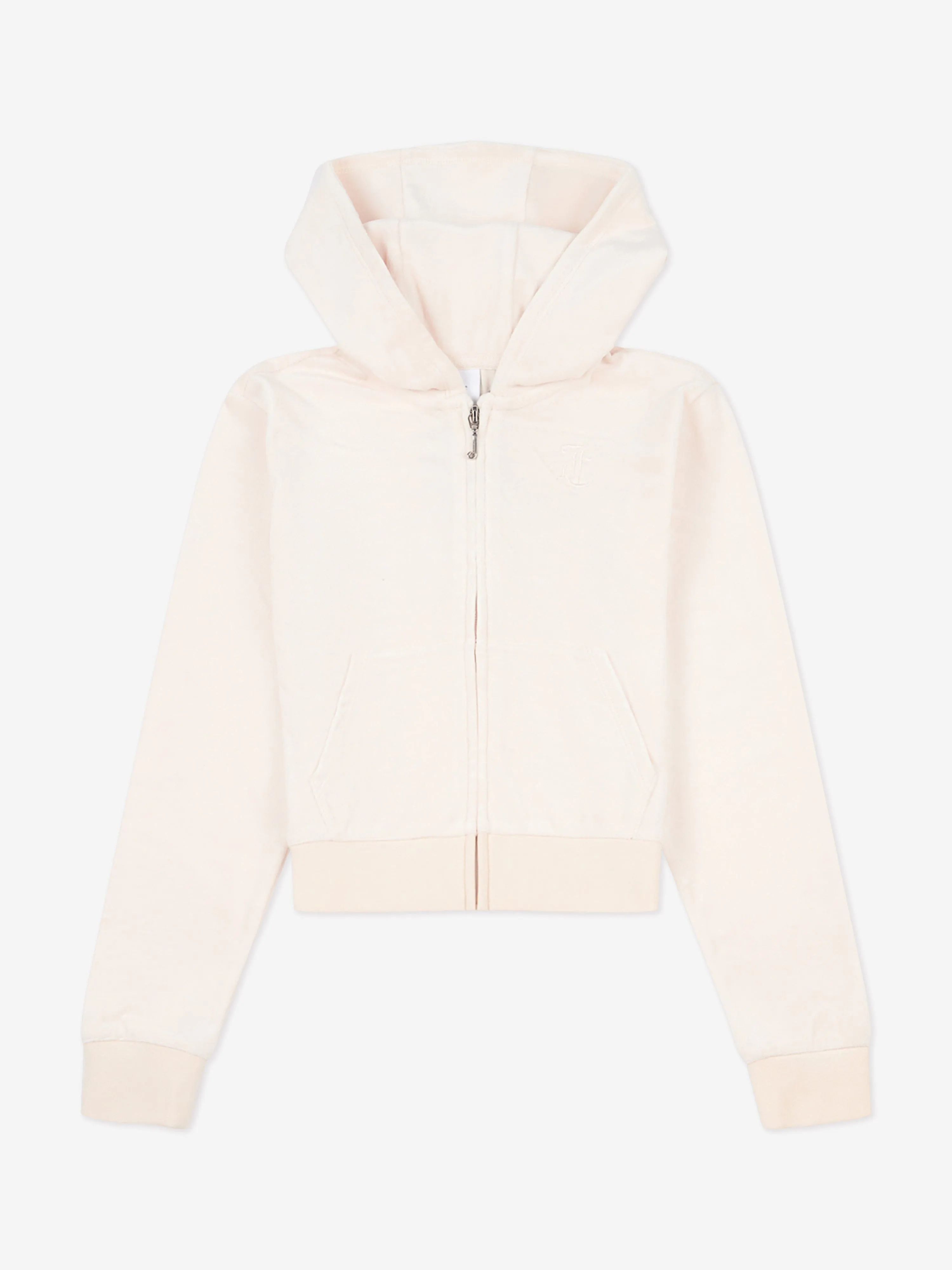 Juicy Couture Mädchen Ton-in-Ton Velours Reißverschluss Top in Beige
