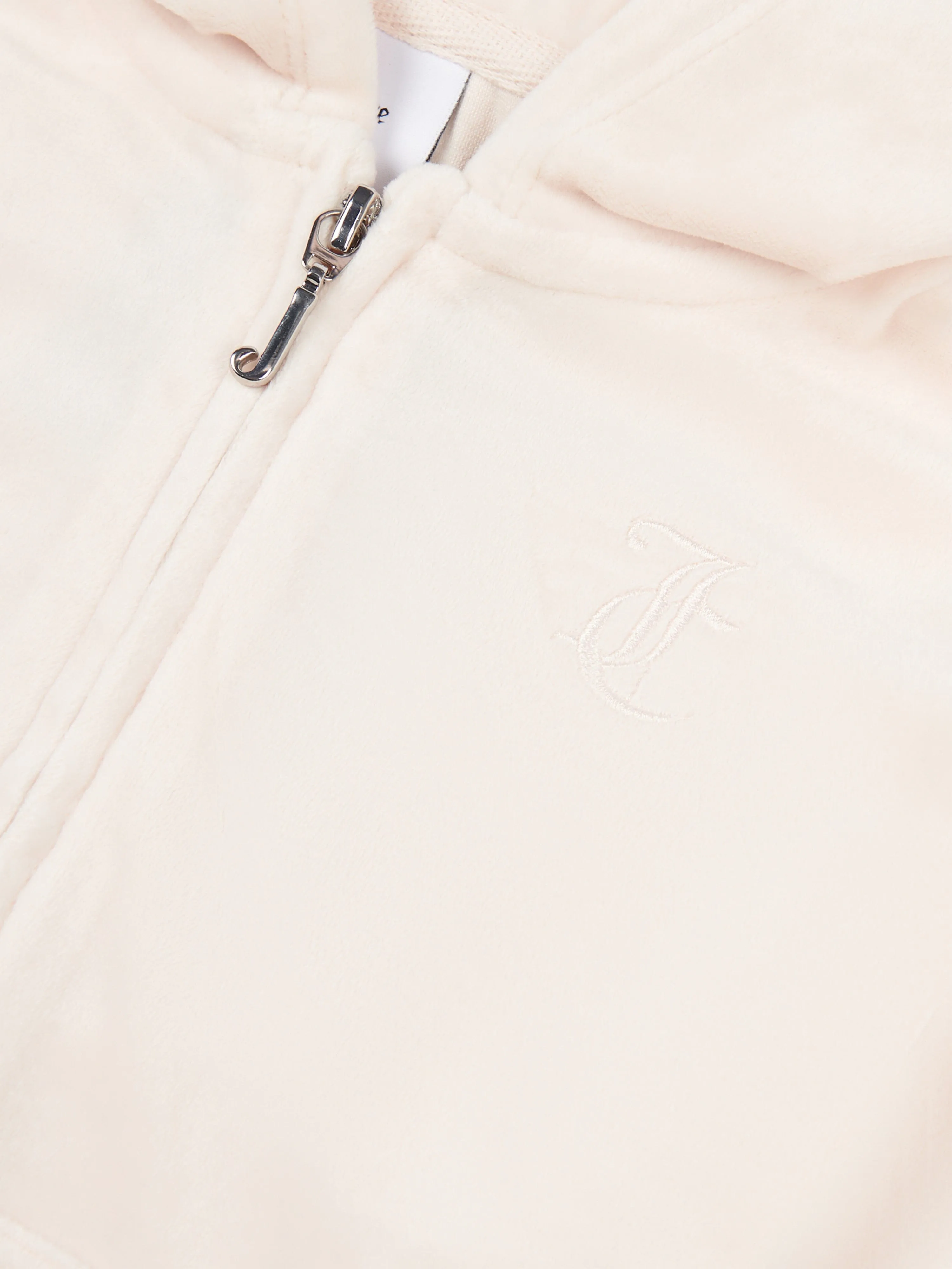 Juicy Couture Mädchen Ton-in-Ton Velours Reißverschluss Top in Beige