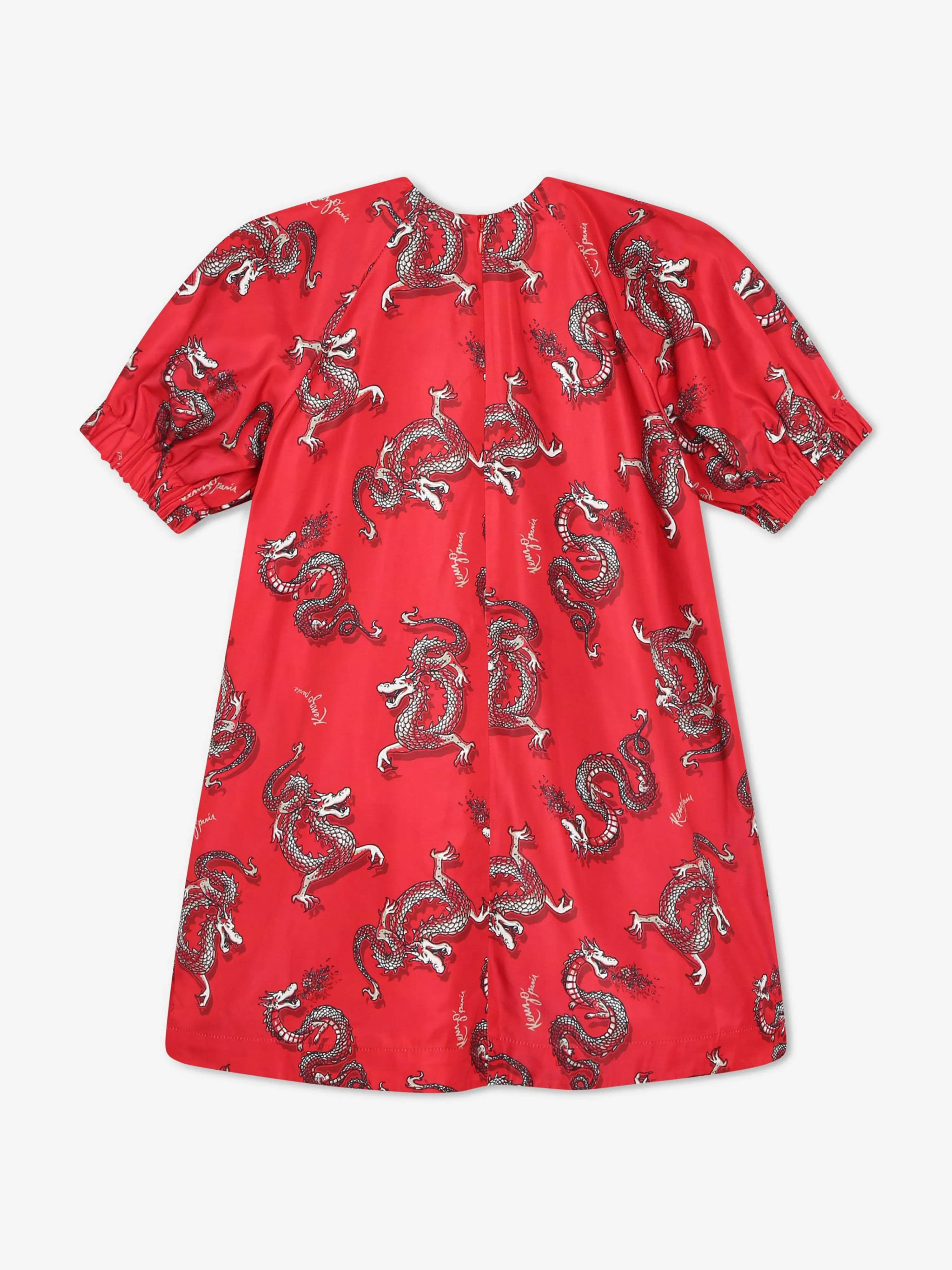KENZO Mädchen Drachen-Print Kleid in Rot