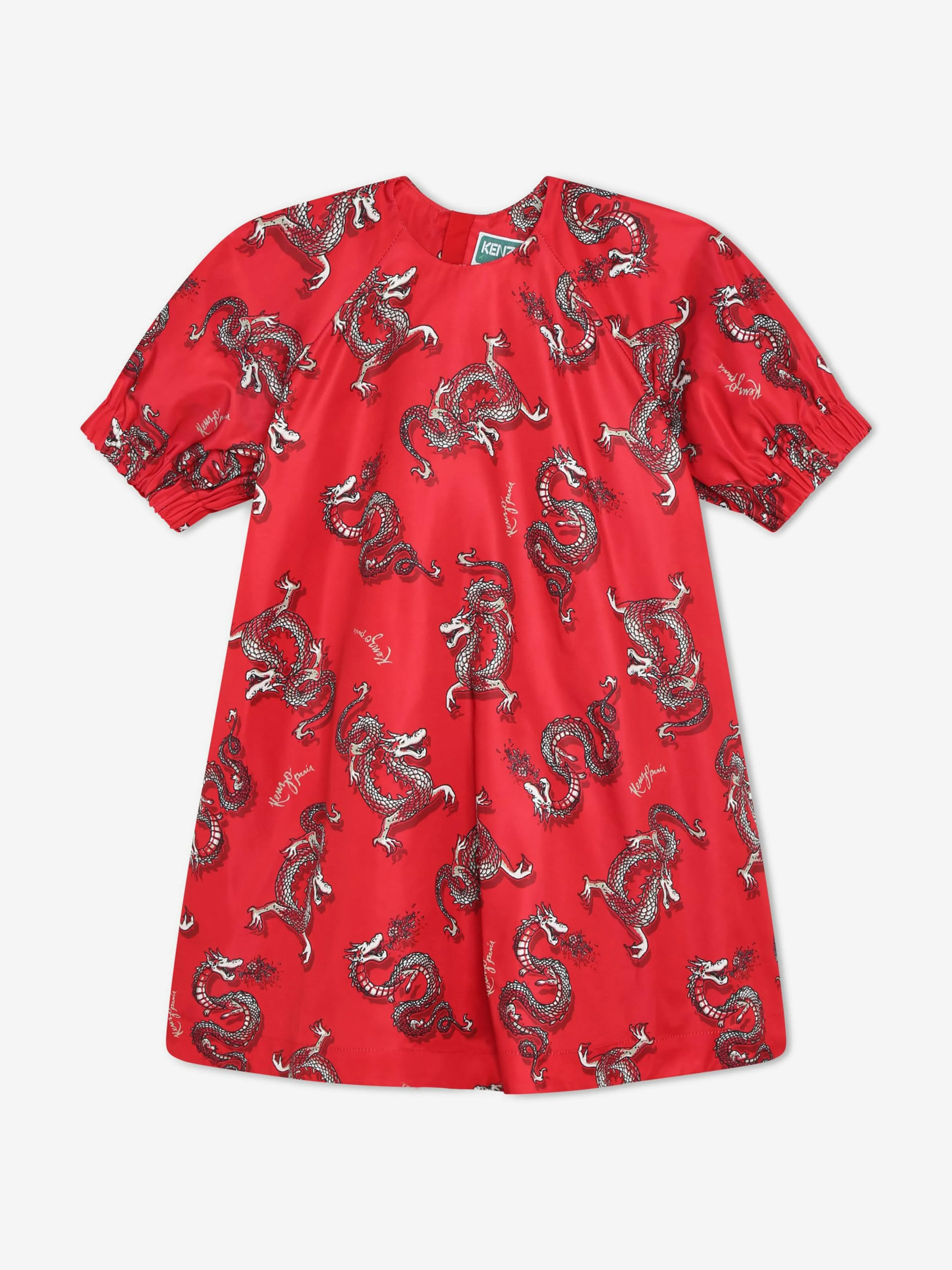 KENZO Mädchen Drachen-Print Kleid in Rot