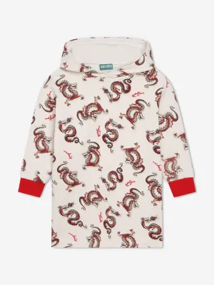 KENZO Mädchen Kapuzen-Drachenkleid in Elfenbein
