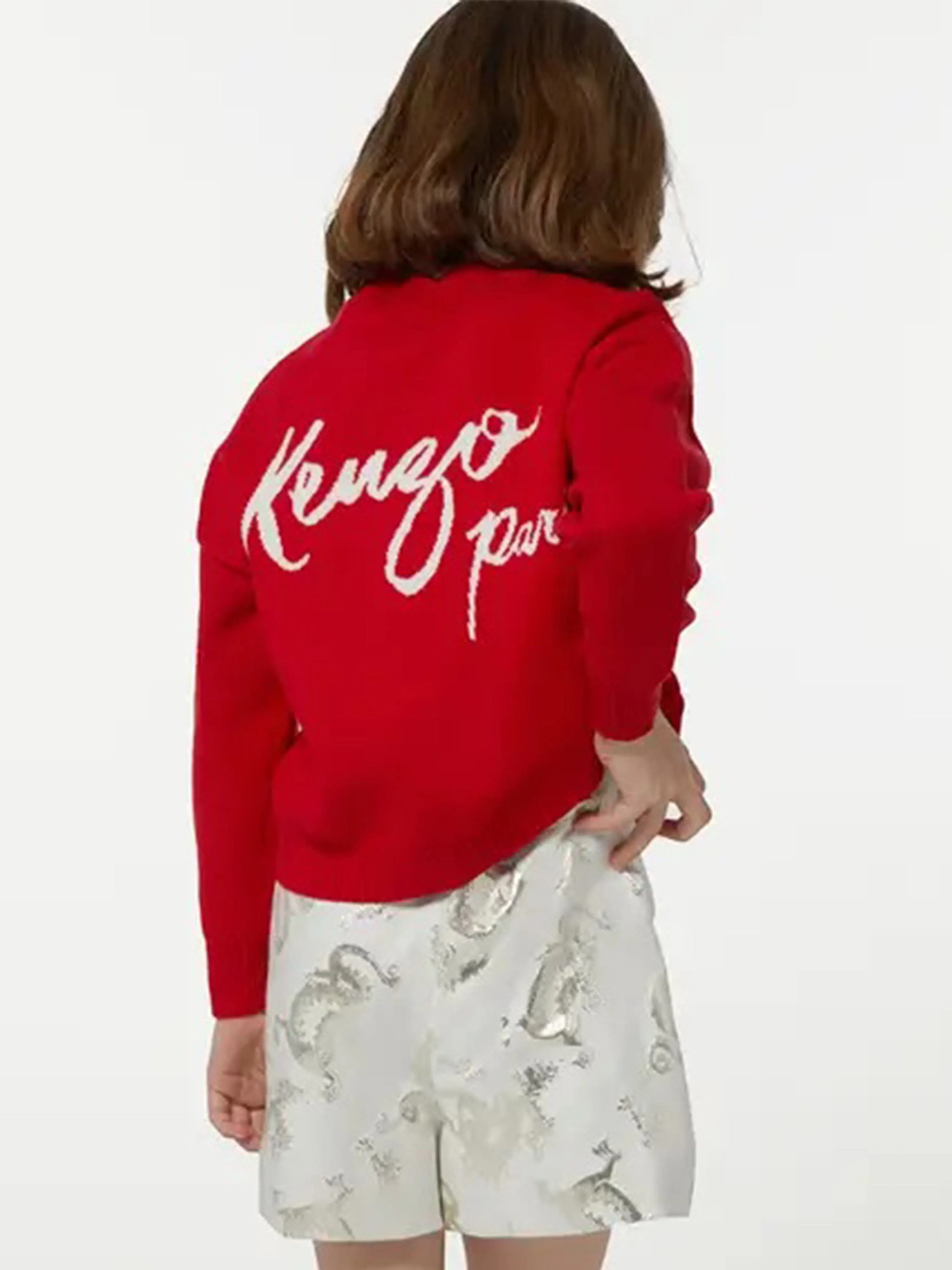 KENZO Mädchen Strickpullover mit Drachenmotiv in Rot