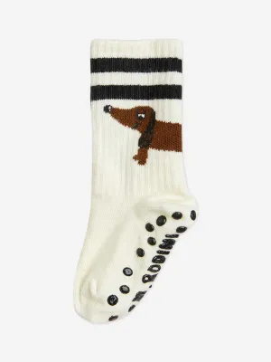 Kinder Hund 1-Pack Anti-Rutsch-Socken in Weiß