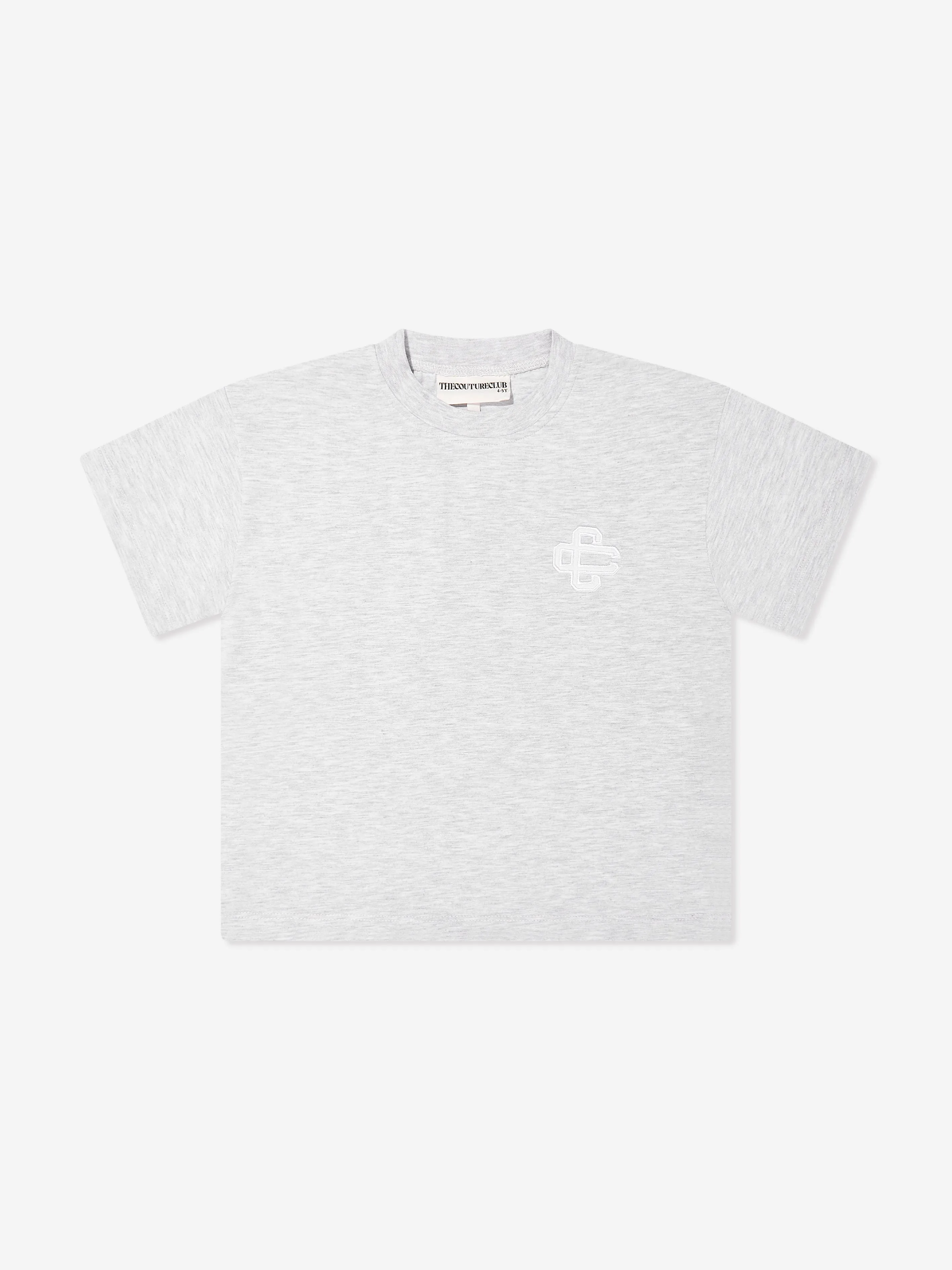 Kinder T-Shirt mit Emblem-Applikation in Grau
