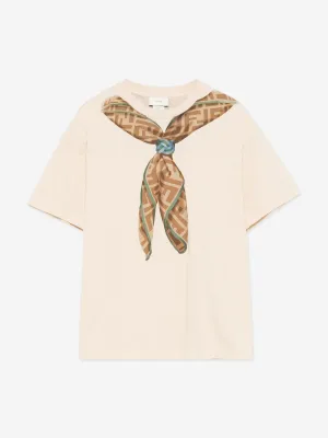 Kinder-Schal-Print T-Shirt in Beige