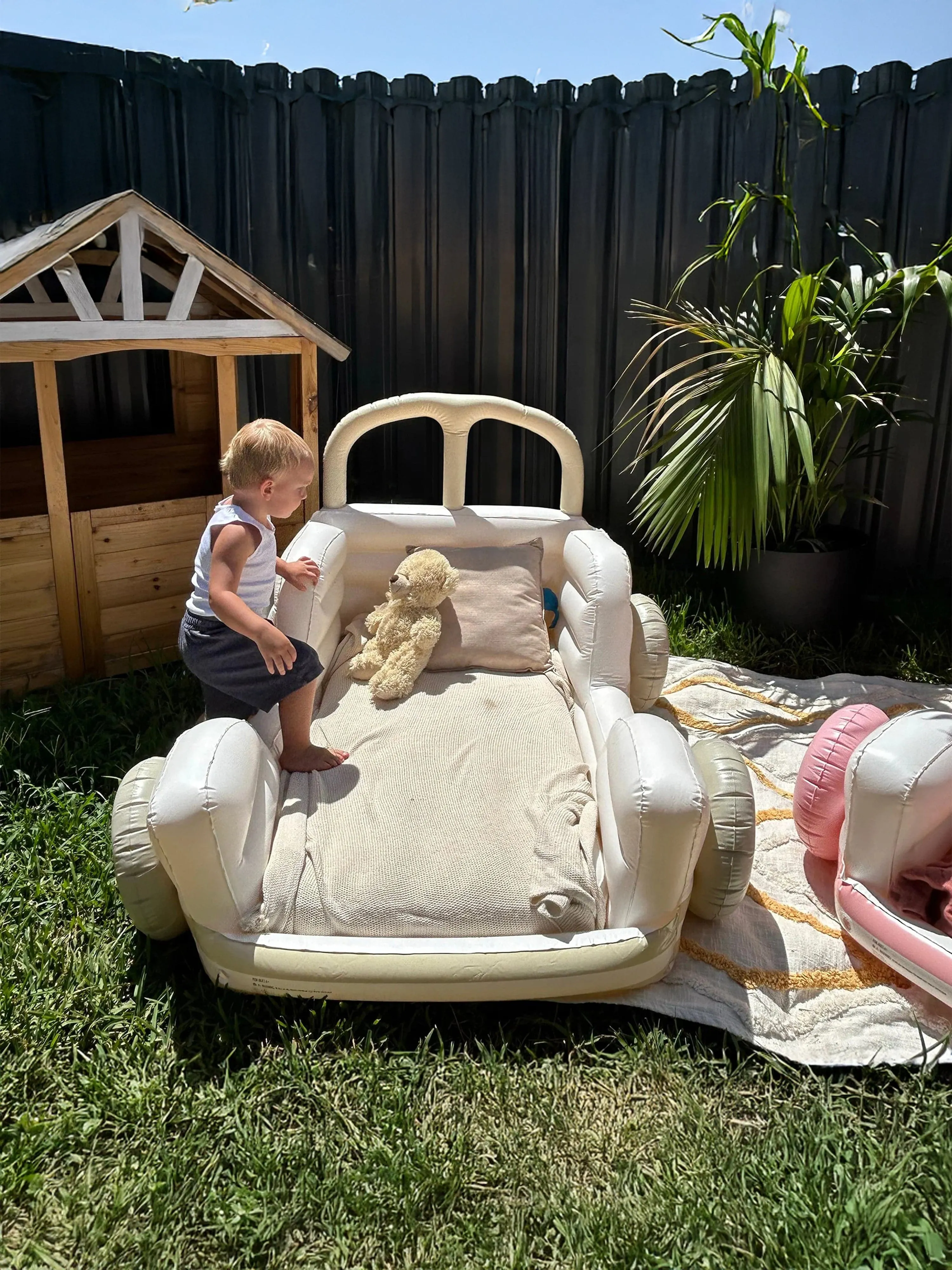 Kinder Übernachtungsbett Sommer Van in Beige (160cm)