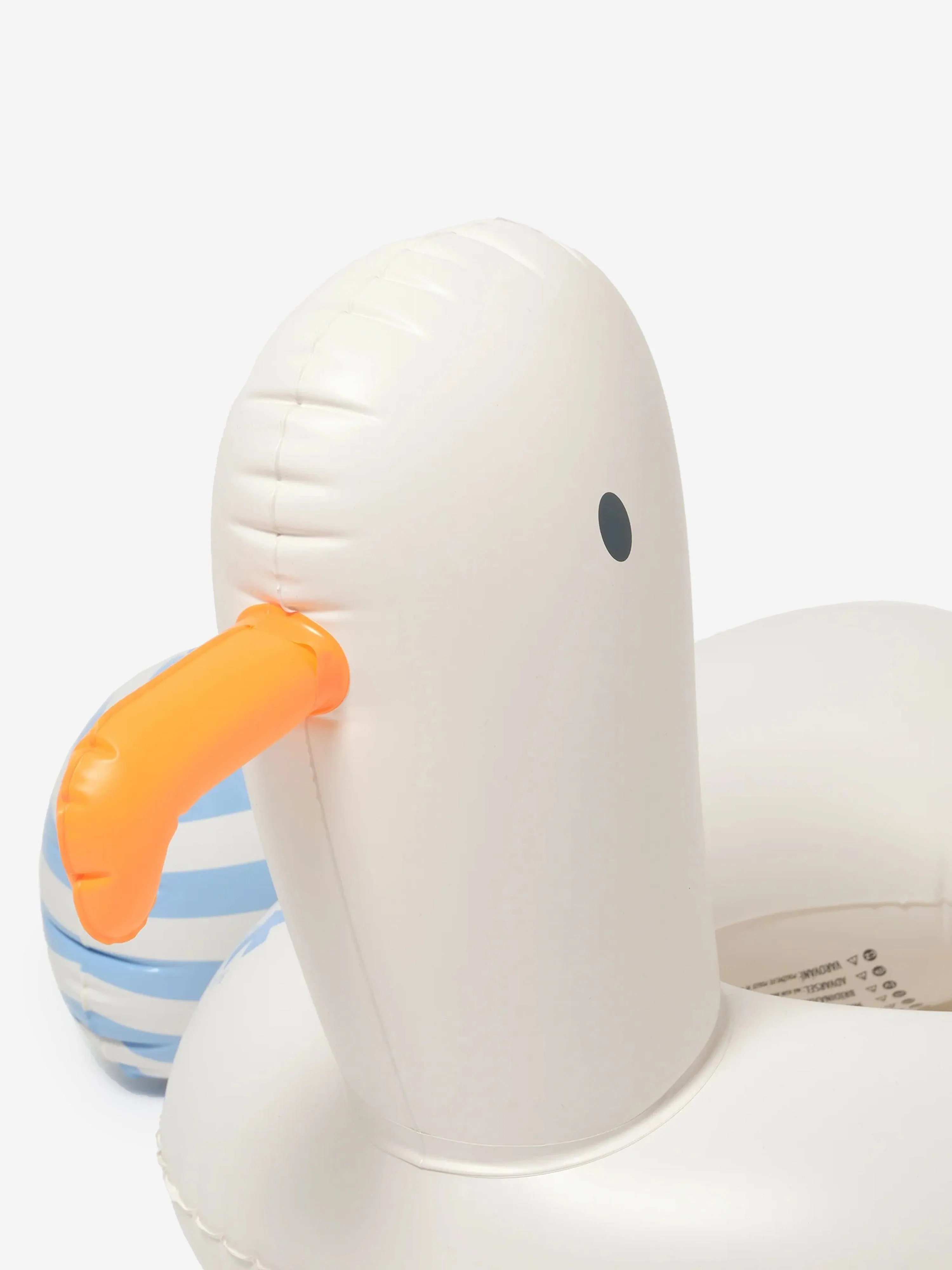 Kinder gestreifter Poolring mit Möwe Sid in Weiß (70cm)