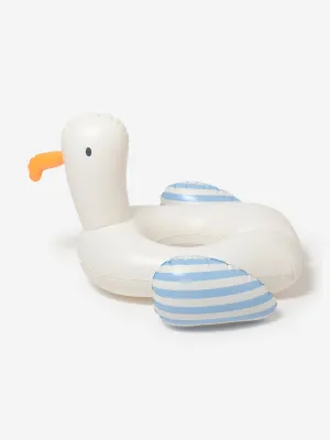Kinder gestreifter Poolring mit Möwe Sid in Weiß (70cm)