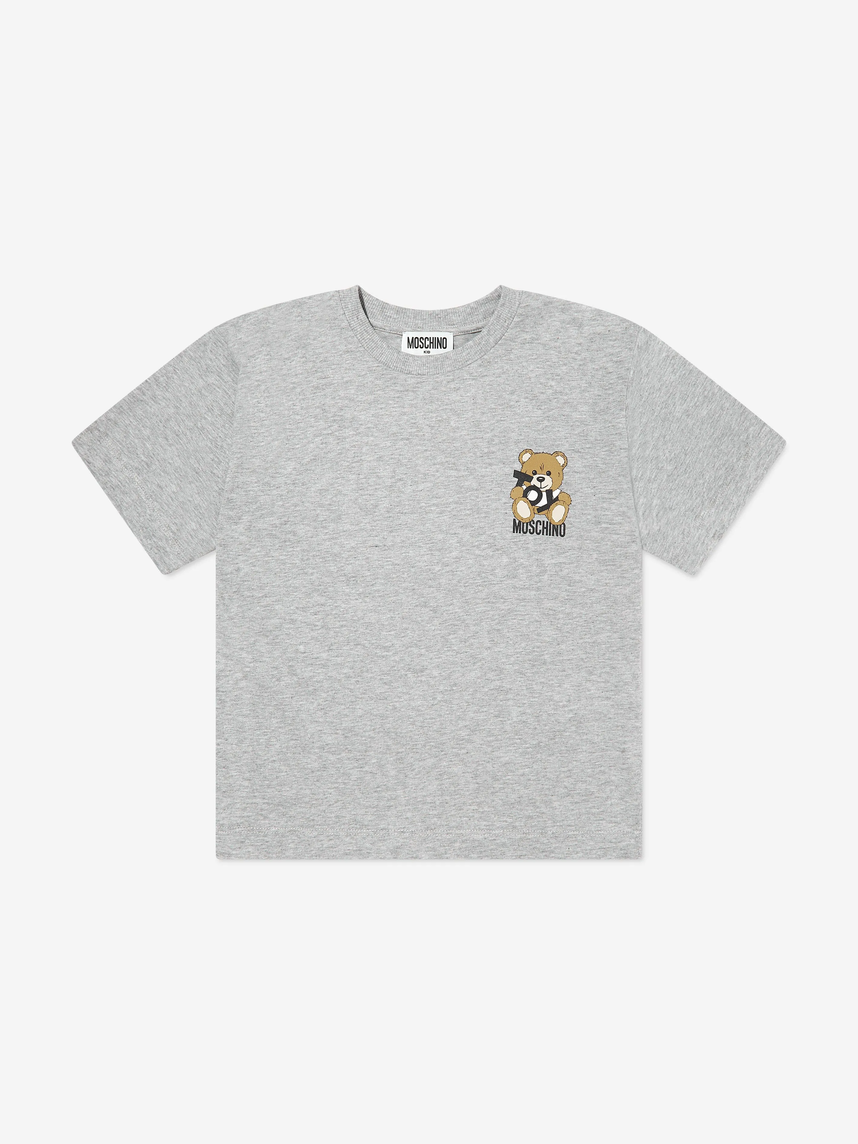 Kinder-Teddybär-Logo-T-Shirt in Grau