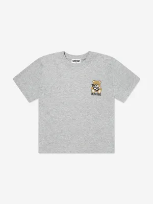 Kinder-Teddybär-Logo-T-Shirt in Grau