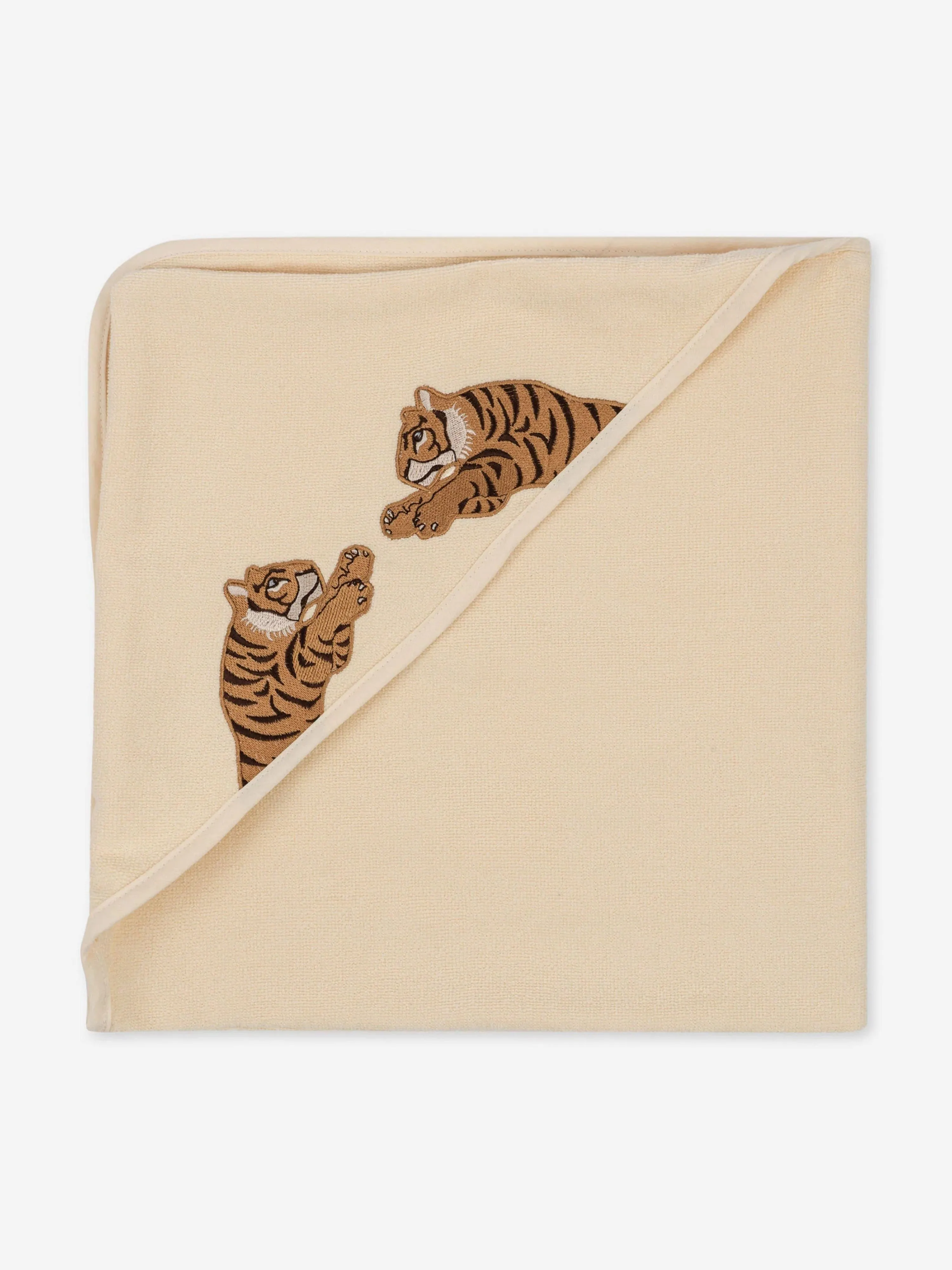 Konges Sl?jd Kids Bestickter Tiger-Frotteehandtuch in Beige