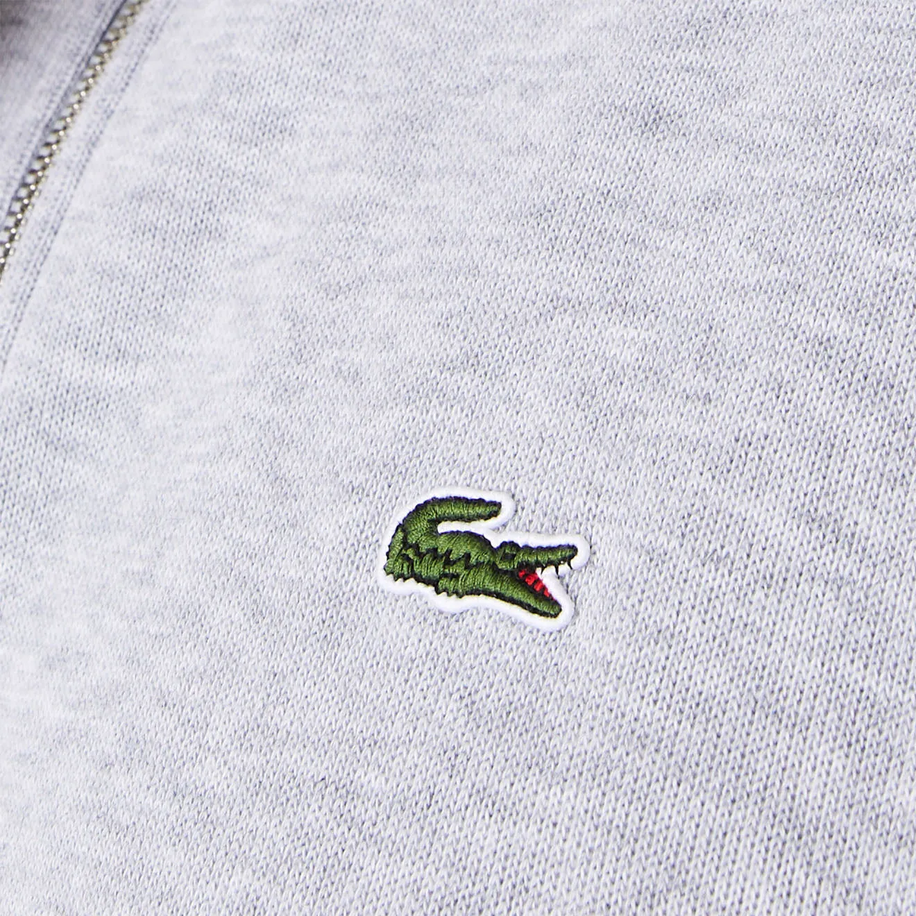 Lacoste Reißverschluss-Pullover mit hohem Kragen in leicht meliertem Grau