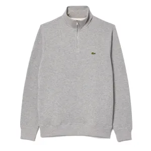 Lacoste Reißverschluss-Pullover mit hohem Kragen in leicht meliertem Grau