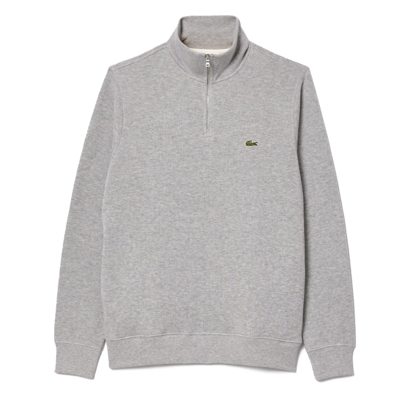 Lacoste Reißverschluss-Pullover mit hohem Kragen in leicht meliertem Grau