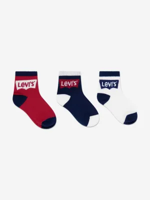 Levi's Jungen Batwing Midcut Socken-Set (3er Pack) in Marineblau