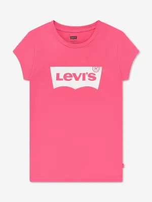 Levi's Mädchen Baumwoll-Kurzarm-Fledermausärmel-Logo-T-Shirt