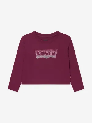 Levi's Mädchen Langarm Glitzer Logo T-Shirt in Rot