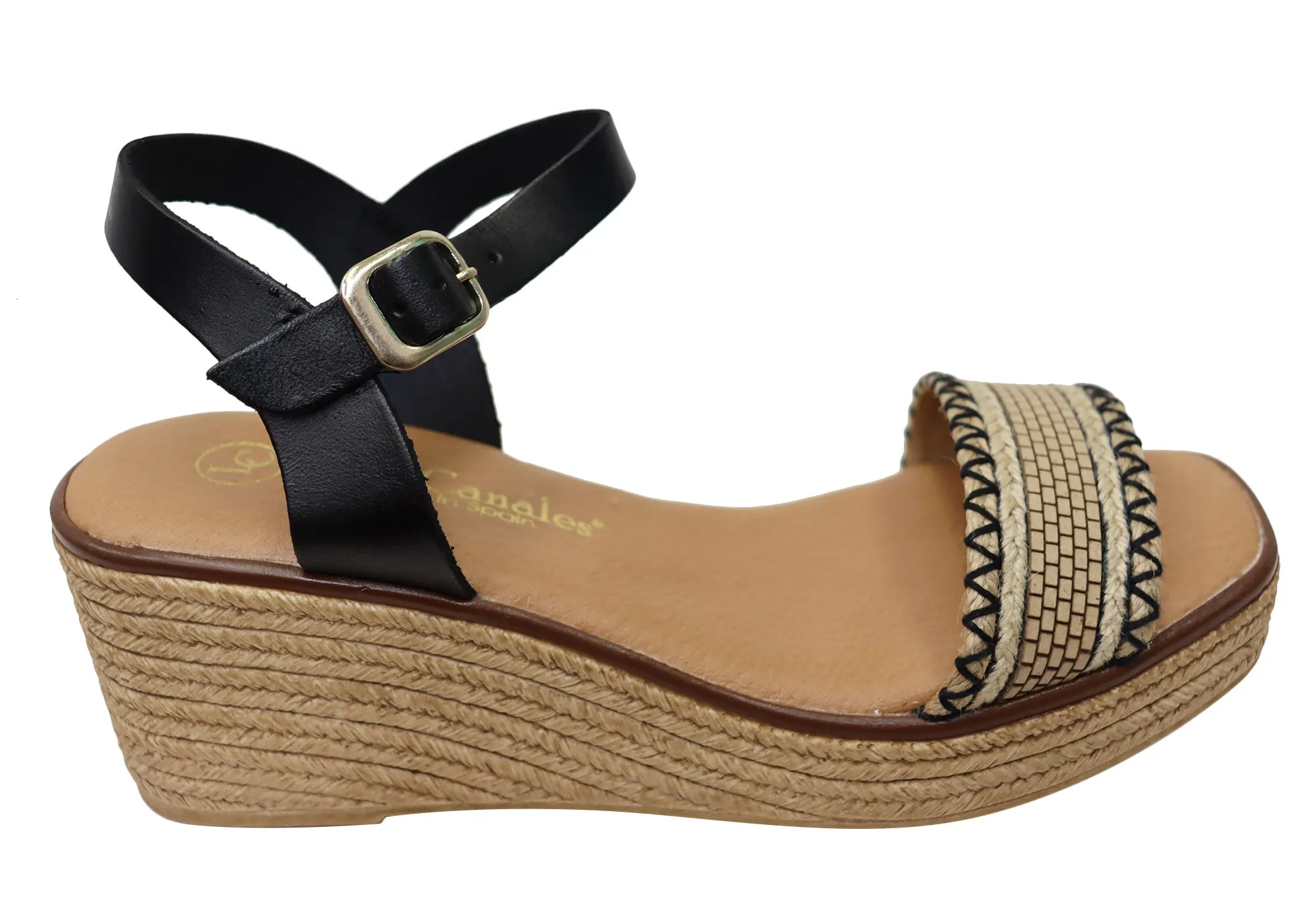 Lola Canales Pambula Damen Spanische Leder Keilabsatz Sandalen Lola Canales Schuhe
