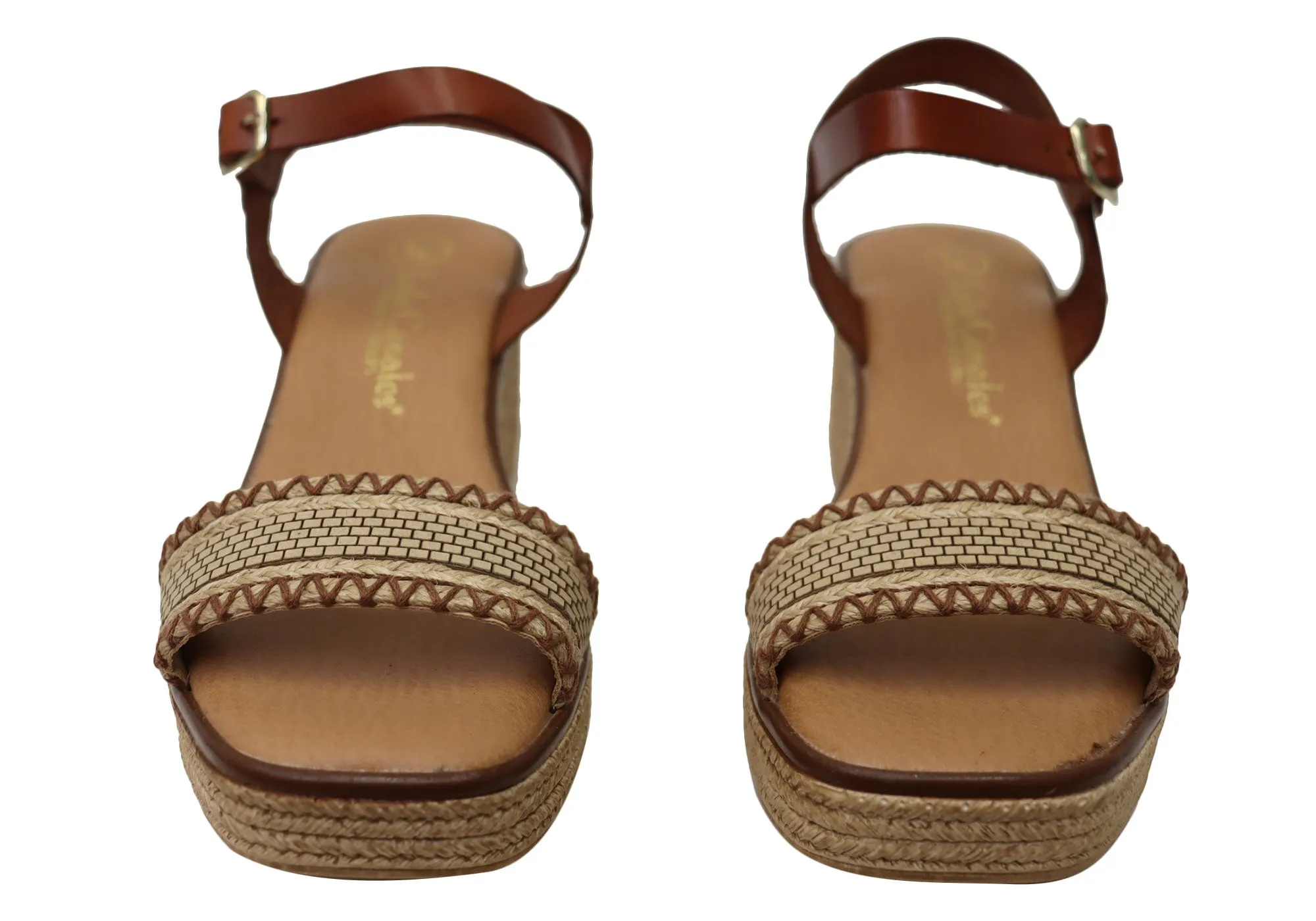 Lola Canales Pambula Damen Spanische Leder Keilabsatz Sandalen Lola Canales Schuhe