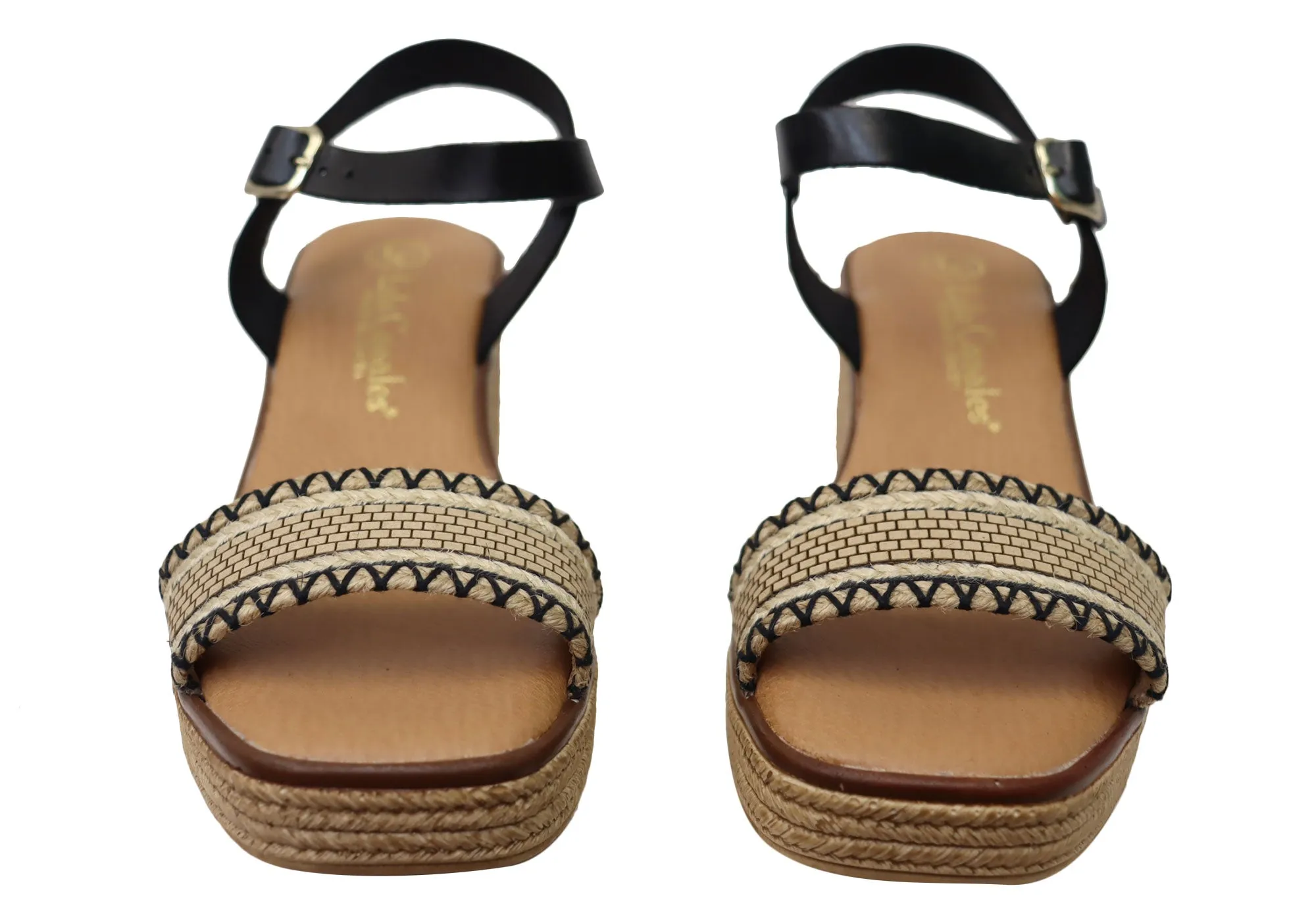 Lola Canales Pambula Damen Spanische Leder Keilabsatz Sandalen Lola Canales Schuhe