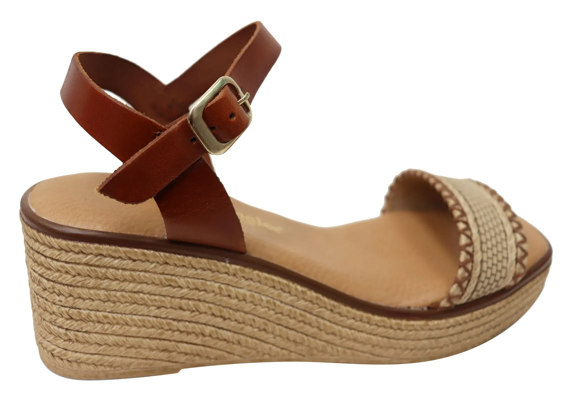 Lola Canales Pambula Damen Spanische Leder Keilabsatz Sandalen Lola Canales Schuhe