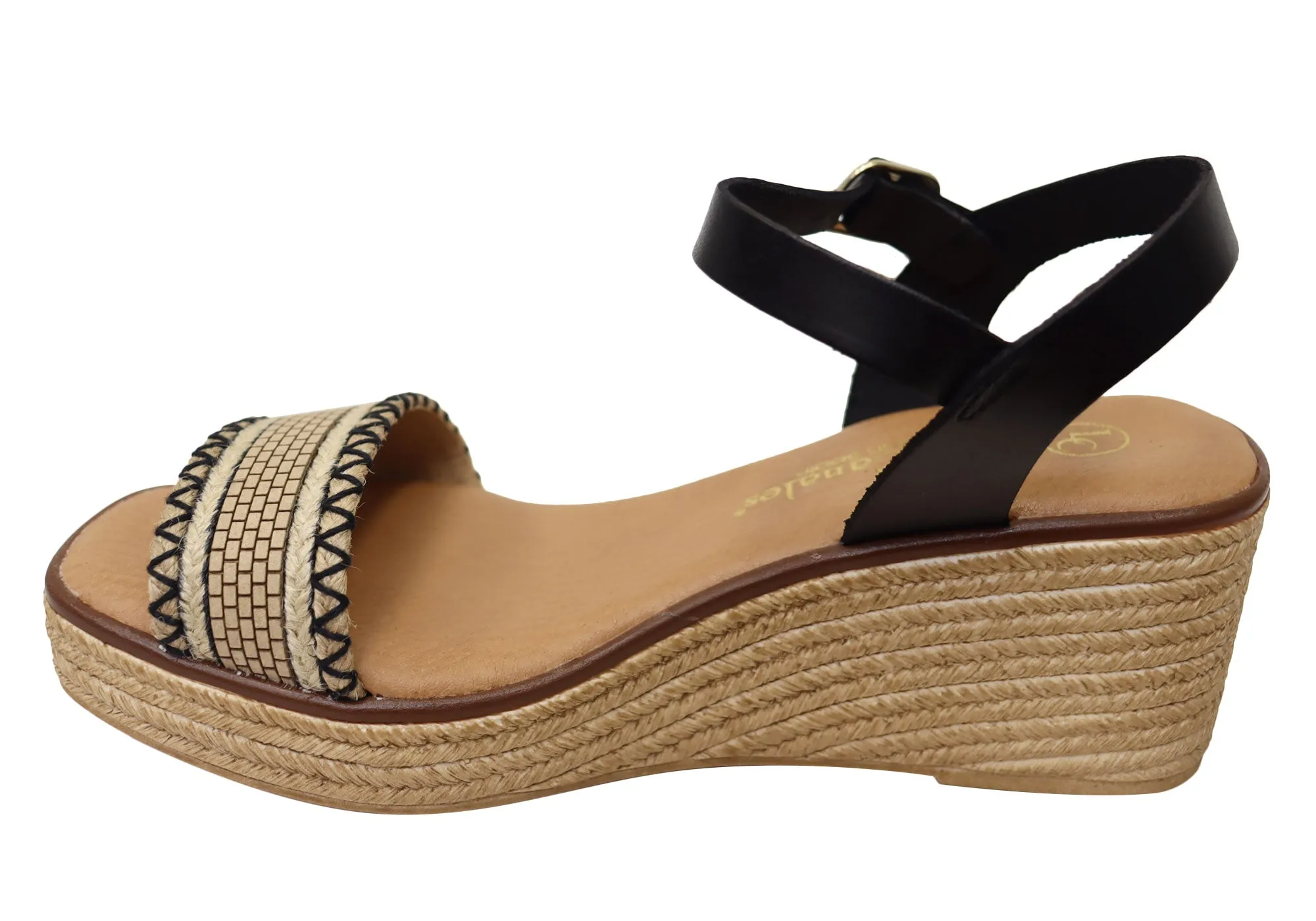 Lola Canales Pambula Damen Spanische Leder Keilabsatz Sandalen Lola Canales Schuhe
