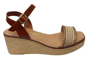 Lola Canales Pambula Damen Spanische Leder Keilabsatz Sandalen Lola Canales Schuhe