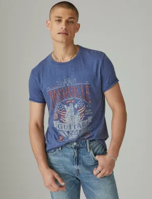 Lucky Brand Nashville Gitarren Grafik T-Shirt Blaue Tiefen Lucky Brand